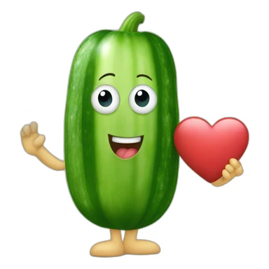 Cucumber doing a heart with his fingers  sticker