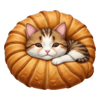 dark brown tabby and white cat in crossaint position upside down with eyes closed sticker