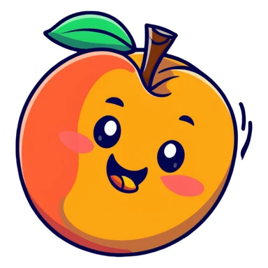 character biting into a juicy peach sticker