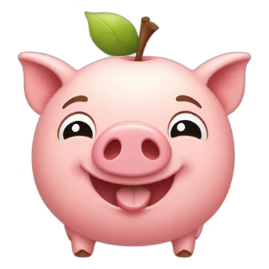 Apple-style pig blushing smiling sticker