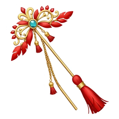 Red & Gold Hairpin – Decorative stick with red tassels.



 sticker
