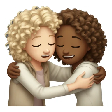 Emotional hug 2 white girls and one with curly hair crying  sticker
