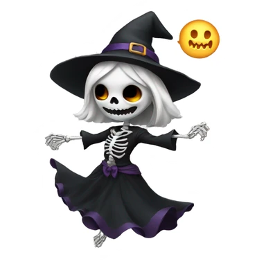 Cute skeleton women witch dancing sticker