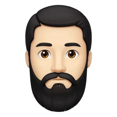 middle length black hair man with long beard sticker