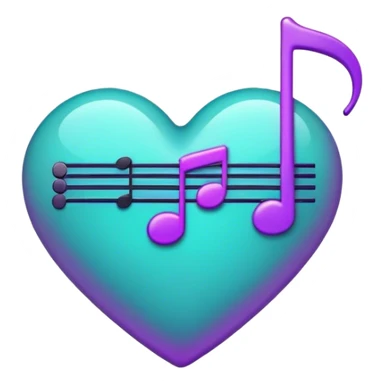 Teal and Purple music heart sticker