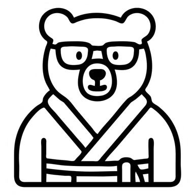 A bear wearing glasses and a bathrobe sticker