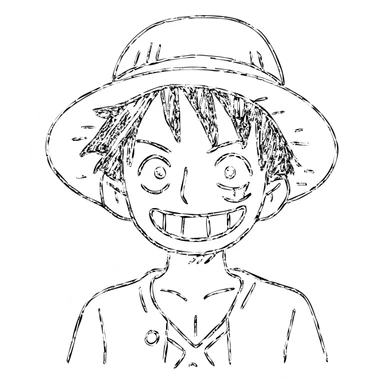 Luffy from One Piece, hand-drawn outlined icon with sketchy lines sticker