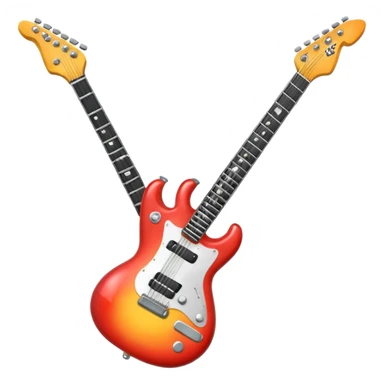A 3D Apple-style emoji showing the word "ROCK" in bold metallic letters, with a small electric guitar leaning on the text, vibrant glowing effect, playful and energetic cartoon style, symbolizing rock music. sticker