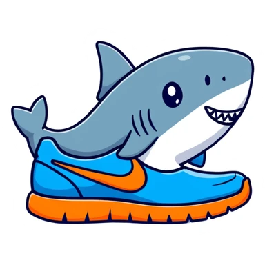 cool cartoon shark with blue Nike shoes sticker