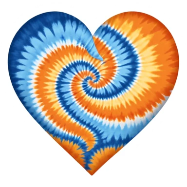 Orange and blue tie dye heart sticker