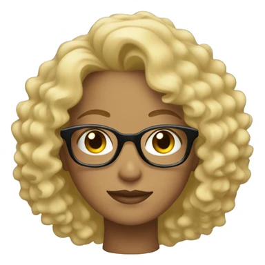 a blond woman with curly hair and glasses sticker