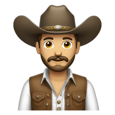 Hombre calvo con sombrero vaquero y barba tupida piel blanca sticker