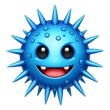 cartoon blue virus with spikes sticker