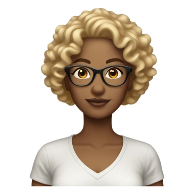 Gorgeous light brown woman with blonde curly hair and glasses sticker