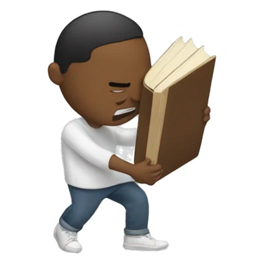 men hitting himself with a book sticker
