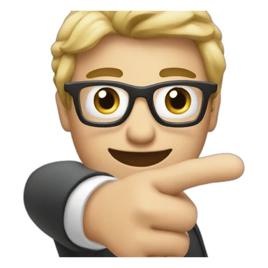 Person pointing at subscribe button sticker