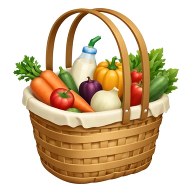 generate an image for groccary products basket ixcluding vegetables, fruits & dairy products sticker