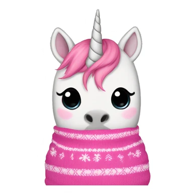 pink unicorn in a cute Christmas sweater sticker
