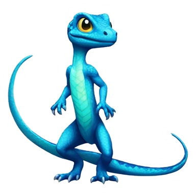 Cyan Shiny Lizard-Reptile-Raptor-Fakémon with dark-blue patterns Full Body sticker