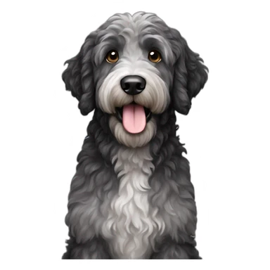 Black dark grey merle black labradoodle sticker