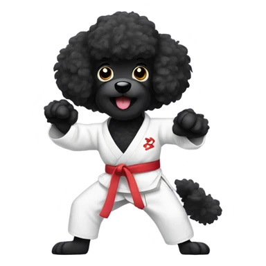 Black poodle doing karate sticker