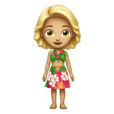 Blonde girl wearing a Hawaiian skirt sticker