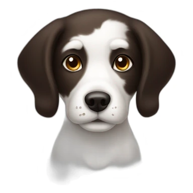 cute white dog with half head dark brown sticker