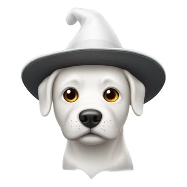 Dog with pointy white hat on sticker