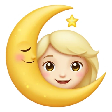crescent moon with a cute smiling face and rosy cheeks sticker