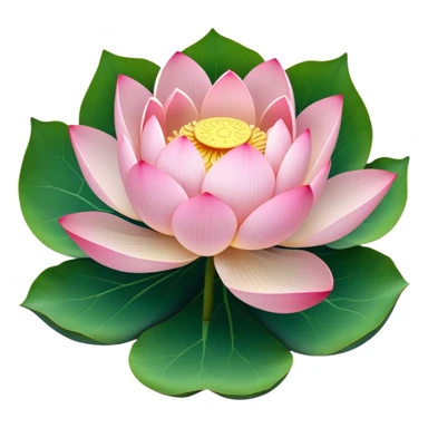 Accurate lotus flower with pink petals and botanically correct lotus leaf - round with distinctive notch, raised edges and radial veins sticker
