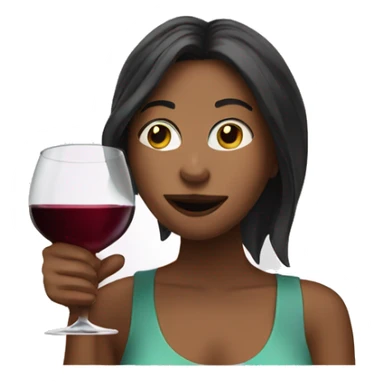 girl drinking wine with glass to her mouth behind laptop sticker