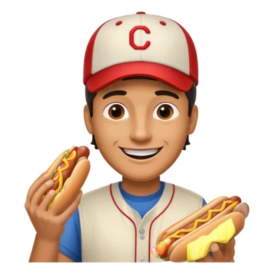 man holding hot dog sticker