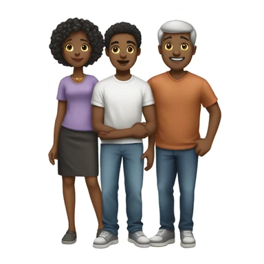 topical family emoji  white dad black mom black older sister and black little brother sticker