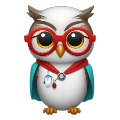 owl with red glasses and doctor's gown sticker