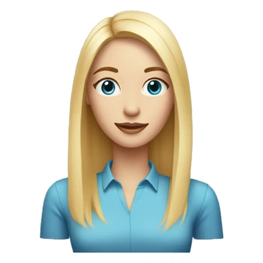 blond straight medium length hair thin woman with blue eyesholding book sticker