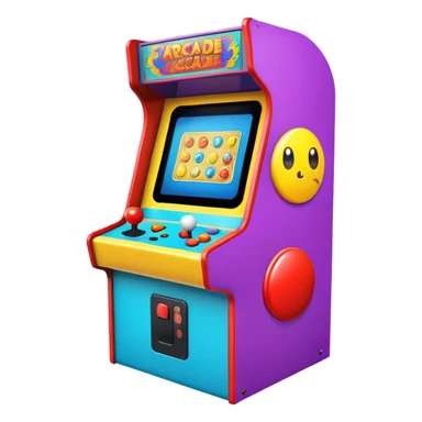 A colorful classic arcade cabinet with joystick and buttons sticker