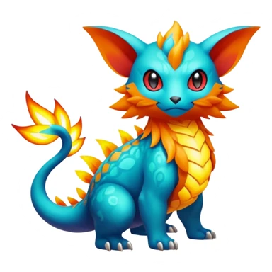 Elemental magical colorful exotic animesque Pokémon-Fakémon-animal-creature sticker