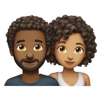 Brownskin boy with curly hair and connected beard with a lightskin girl with short curly banged hair  sticker