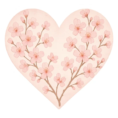 heart with a delicate cherry blossom overlay sticker