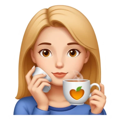 girl sipping tea with a relaxed expression sticker