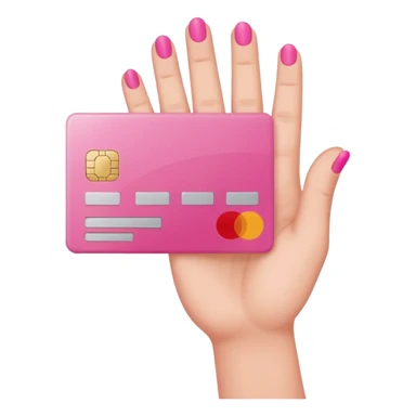 cree une main avec 5 doigts qui tien une carte de crédit 💳 rose sticker