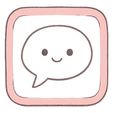 Japanese hand-drawn style, pink theme, soft and cute social app icon, transparent background, for mobile home screen sticker