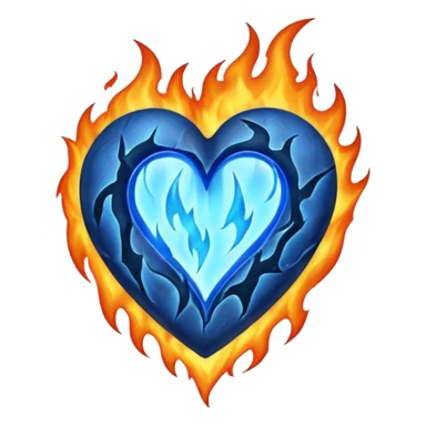 make exactly the emoji like"❤️‍🔥" but the heart is black and flames are blue sticker