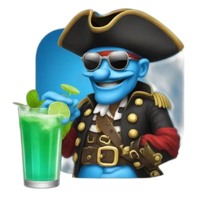 pirate Papa Smurf drinking mojito sticker