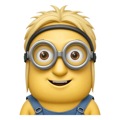 Minion emoji with a round head like normal emojis and a smurk like this emoji but a minion so basically that emoji with the goggles and the hair and not a funny head shape 😏 it should look like an actual minion not a human with minion hair  sticker