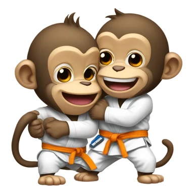 Cute monkey wearing jiujitsu clothing one of them choking the other from behind sticker