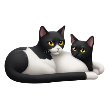 black cat and black and white cat cuddling  sticker