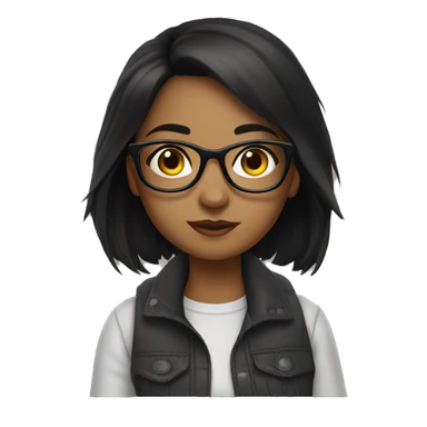 girl lanina write with medium black hair, glasses write  sticker