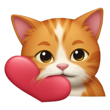 ginger cat holding a heart  sticker