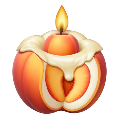 Peach with cream on it and a candle sticker